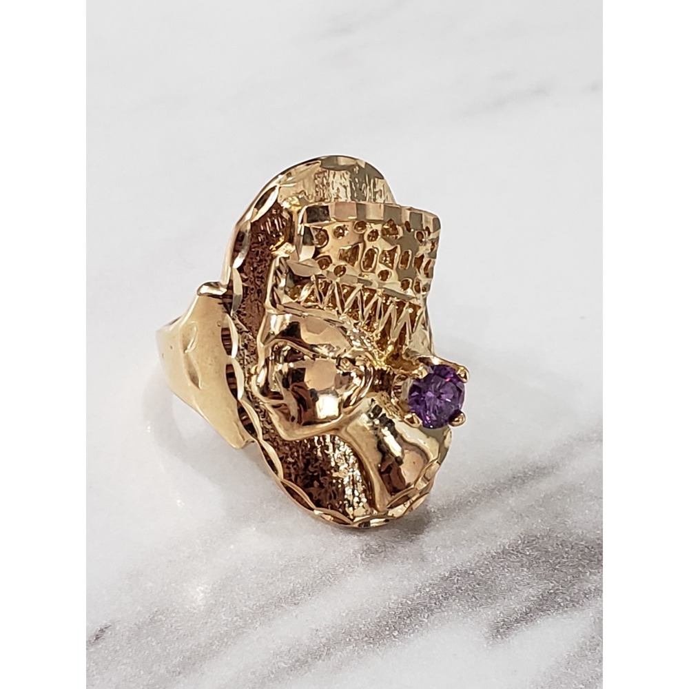 SIZE 8 Vintage Egyptian Revival Statement Ring Queen Nefertiti Pharaoh Purple